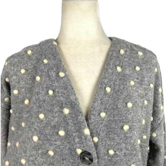 Madewell AG245 Texture & Thread Boxy Bobble Cropped Cardigan Small Polka Pom - Picture 4 of 16